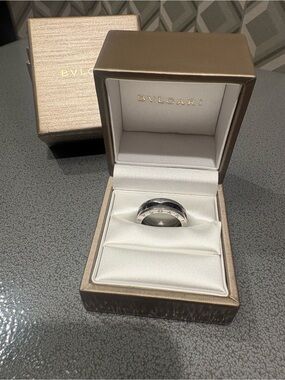 Bulgari Polished Silver Stainless Steel Ring